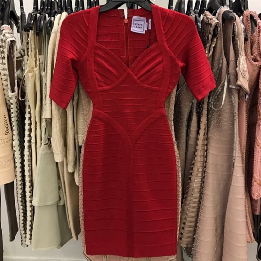 Herve Leger Red bandage dress xs
